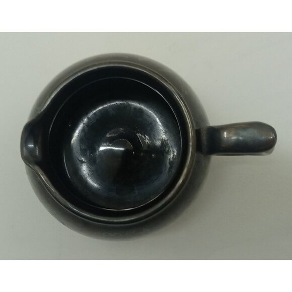 Gibson England Silver Overlay Redware Pottery Sugar Creamer Set Rustic Farm - Picture 6 of 9